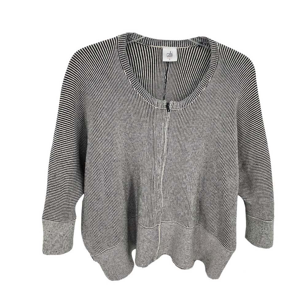 Cabi 3526 Cupid's Cardigan Sweater Full Zip Dolman Sleeve Striped Size Small